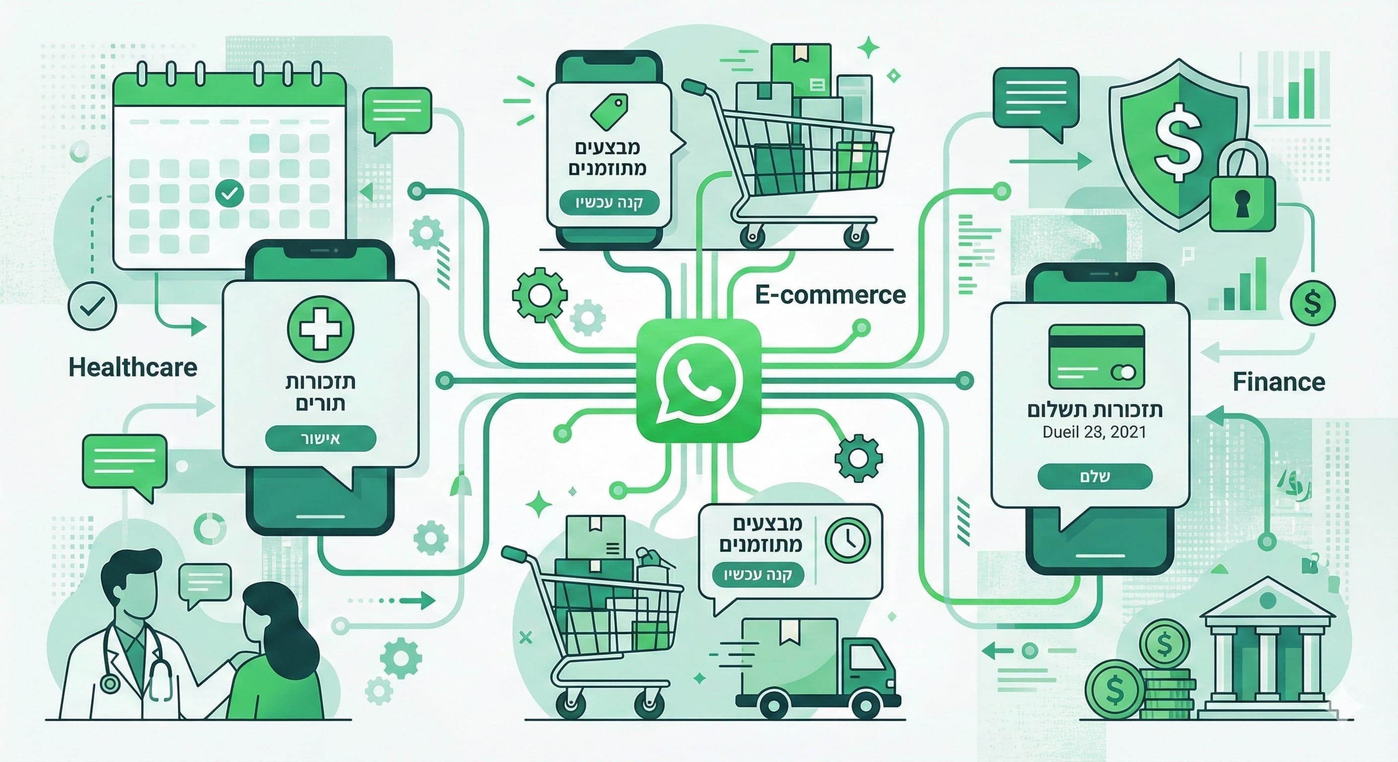 אינפוגרפיקה של יתרונות עסקיים לתזמון הודעות וואטסאפ