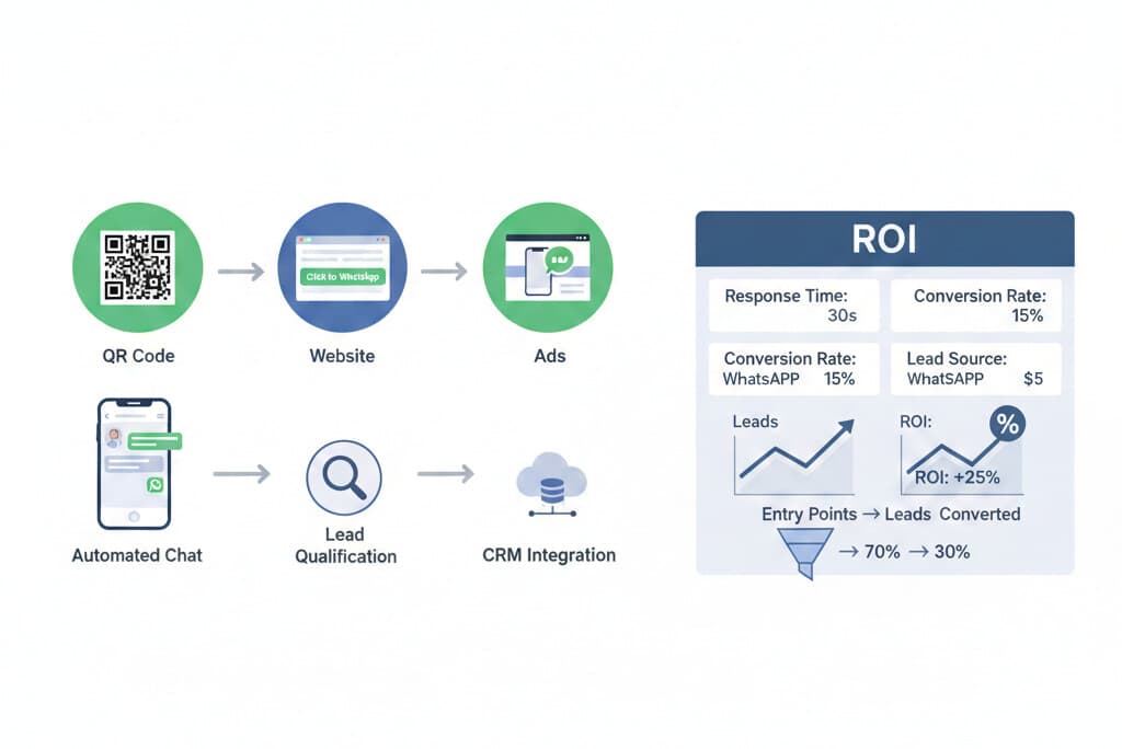 נקודות כניסה לוואטסאפ: QR, ווידג'ט באתר, ומודעות - איך למדוד ROI ולכוון לקוחות למסלול הנכון